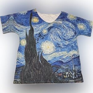 Starry Night Print Women's Blouse Large